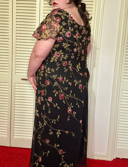 Rose Vine Chiffon Black Formal Dress (20)