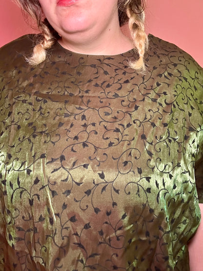 Green Vines Shiny Top (3X)