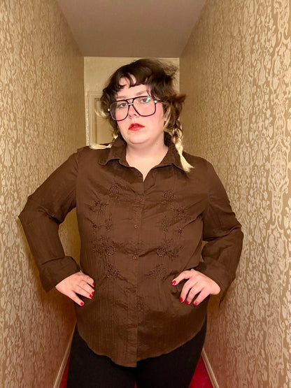 Brown Button Up (1X)
