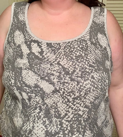 Grey Sparkly Snake Skin Tank (4X)