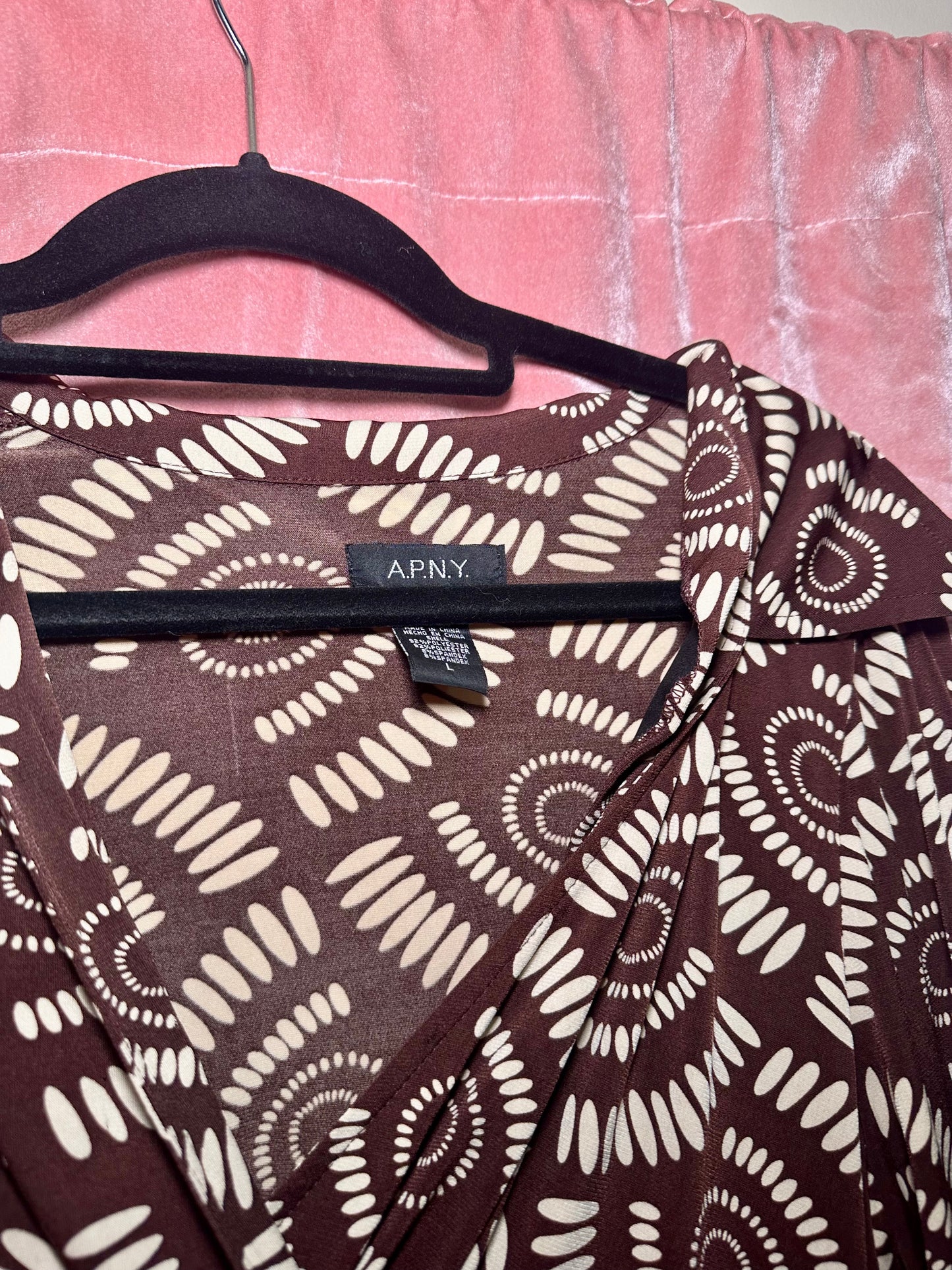 Y2K Brown Patterned Dress (L)