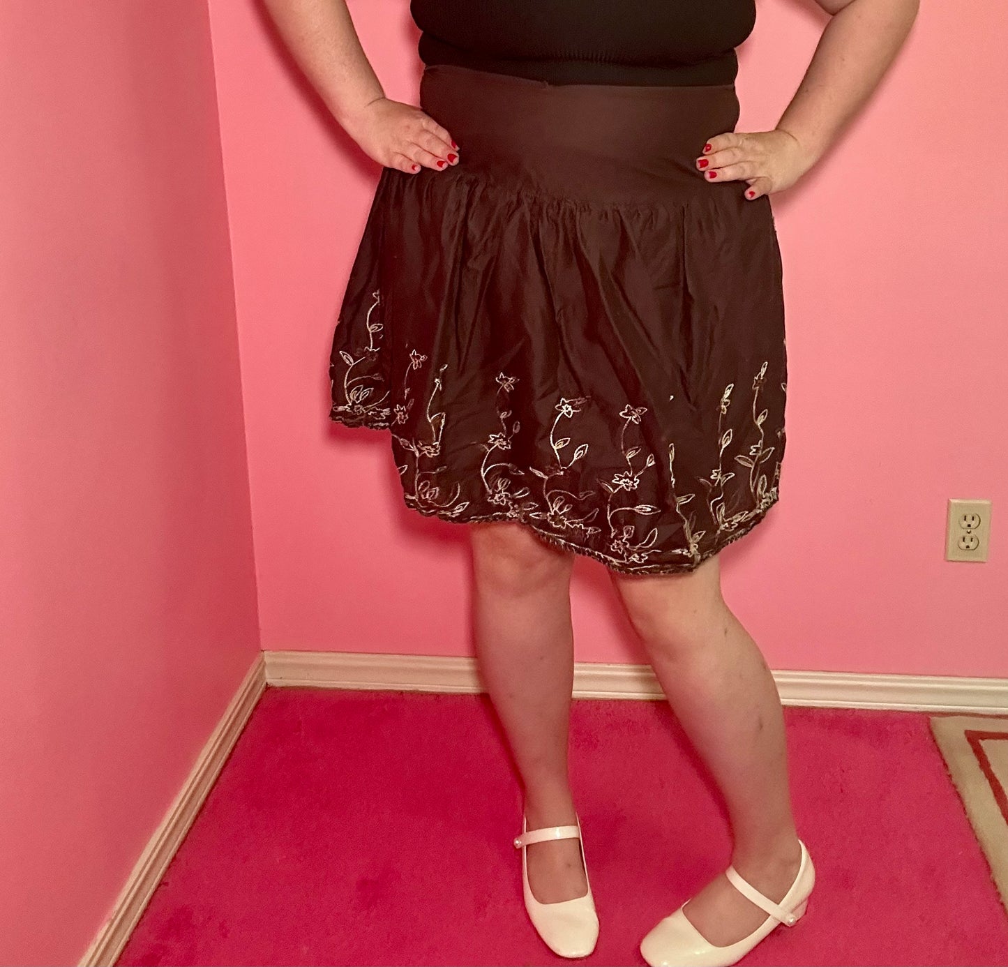 Brown Flower Mini Skirt (XL)