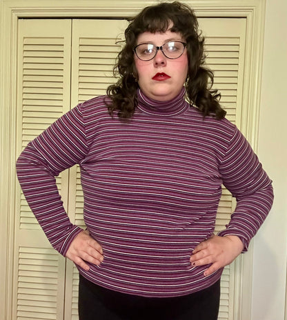 Purple Striped Turtleneck (L)