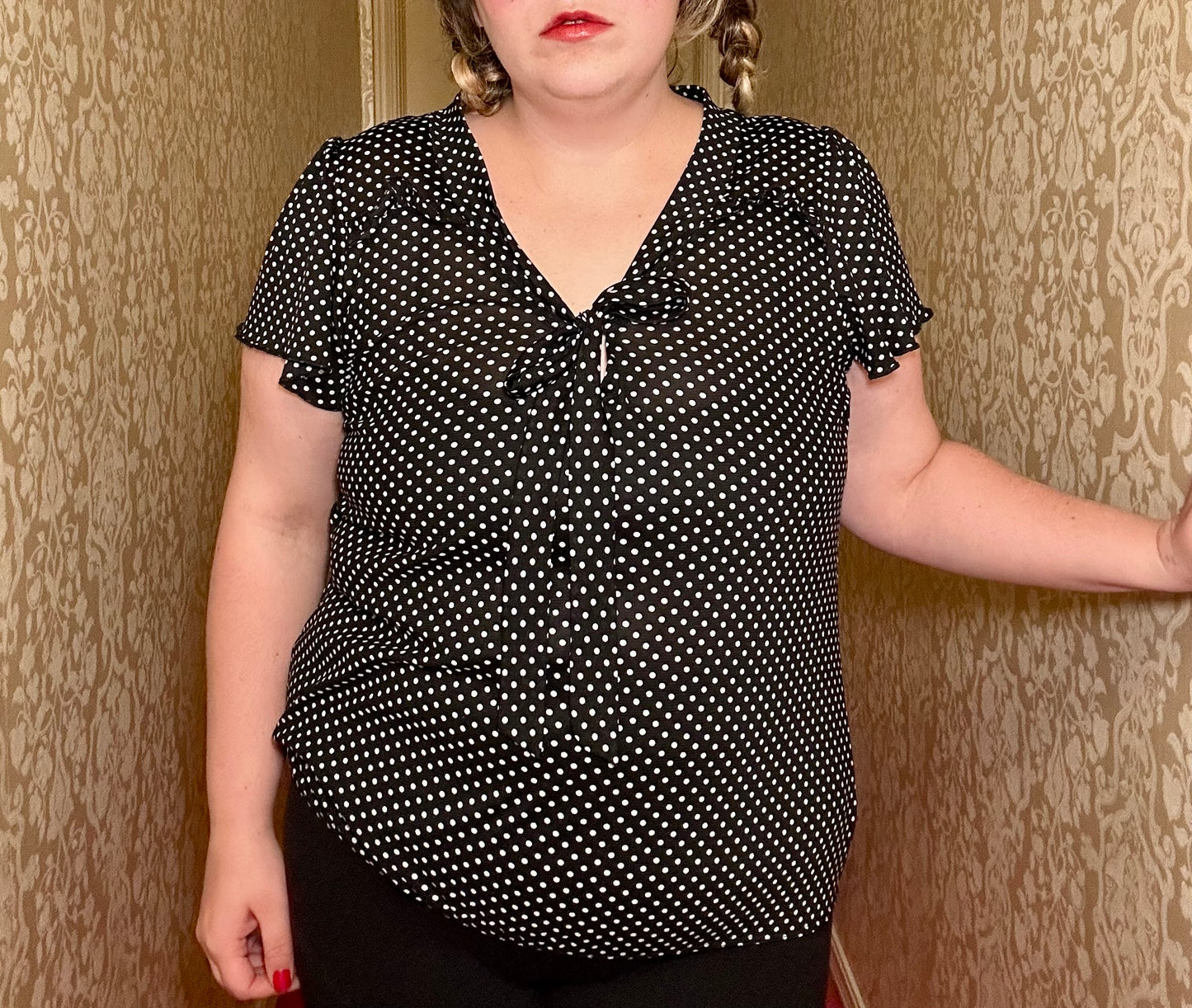 Polka Dot Bow Blouse (XXL)