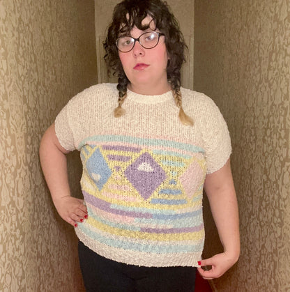 Pastel Geometric Sweater (L)