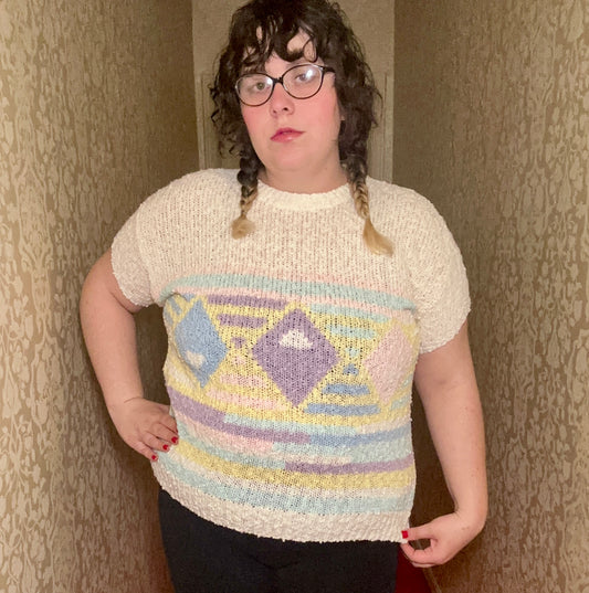 Pastel Geometric Sweater (L)