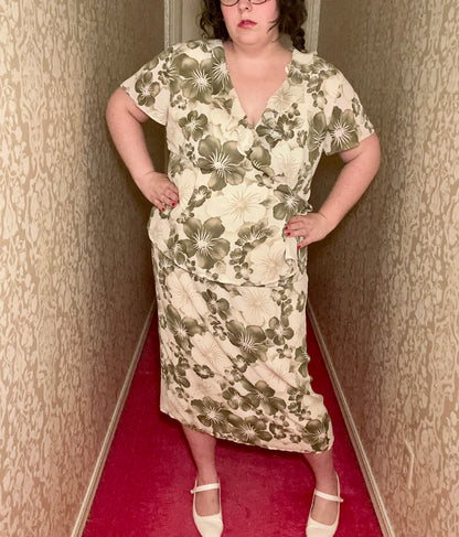 Green Floral Chiffon Wrap Dress (18W)