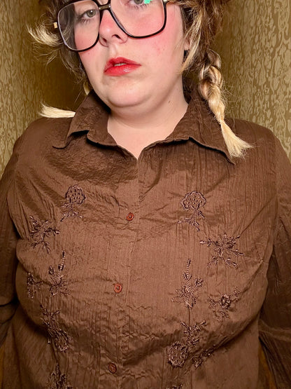 Brown Button Up (1X)