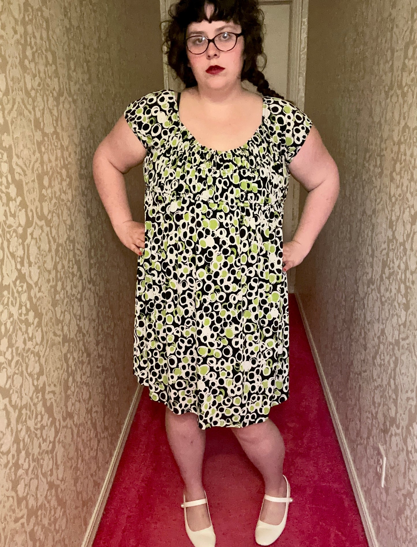 Green Babydoll Circles Dress (3X)