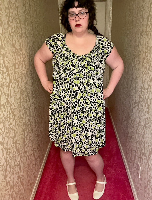 Green Babydoll Circles Dress (3X)