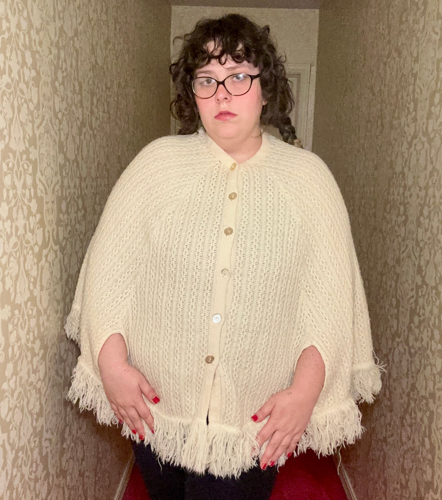 Cream Sweater Poncho (XL)