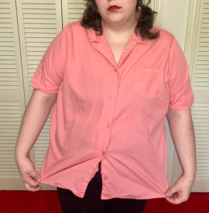 Salmon Pink Button Up (22W)