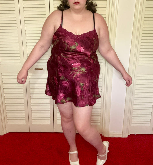 Maroon Floral Slip Dress (L)