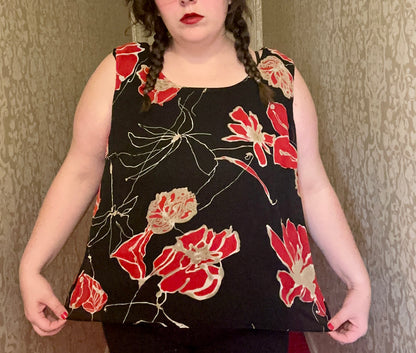 Black Blouse with Red Flowers (22W)