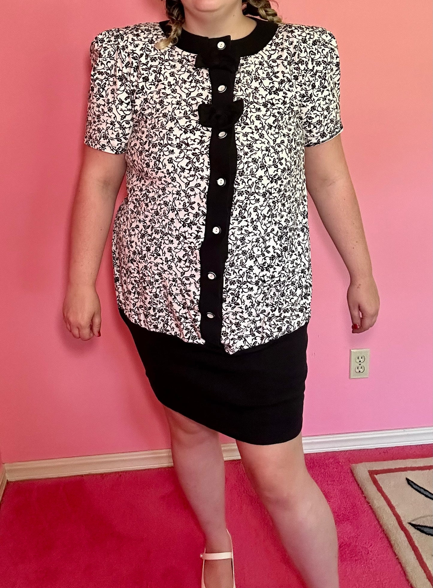 Button Up Bow Dress (L)