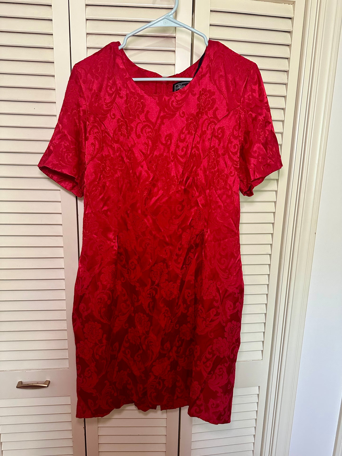 Red Jacquard Satin Floral Dress (18W)