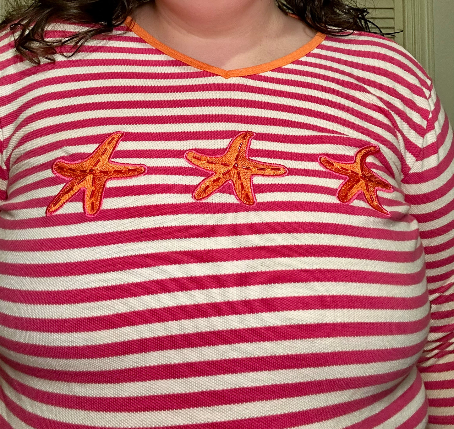 Pink Striped Starfish Top (L)