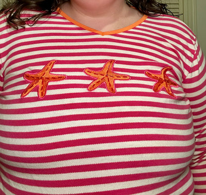 Pink Striped Starfish Top (L)