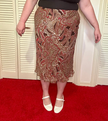 Brown Paisley Skirt (18W)