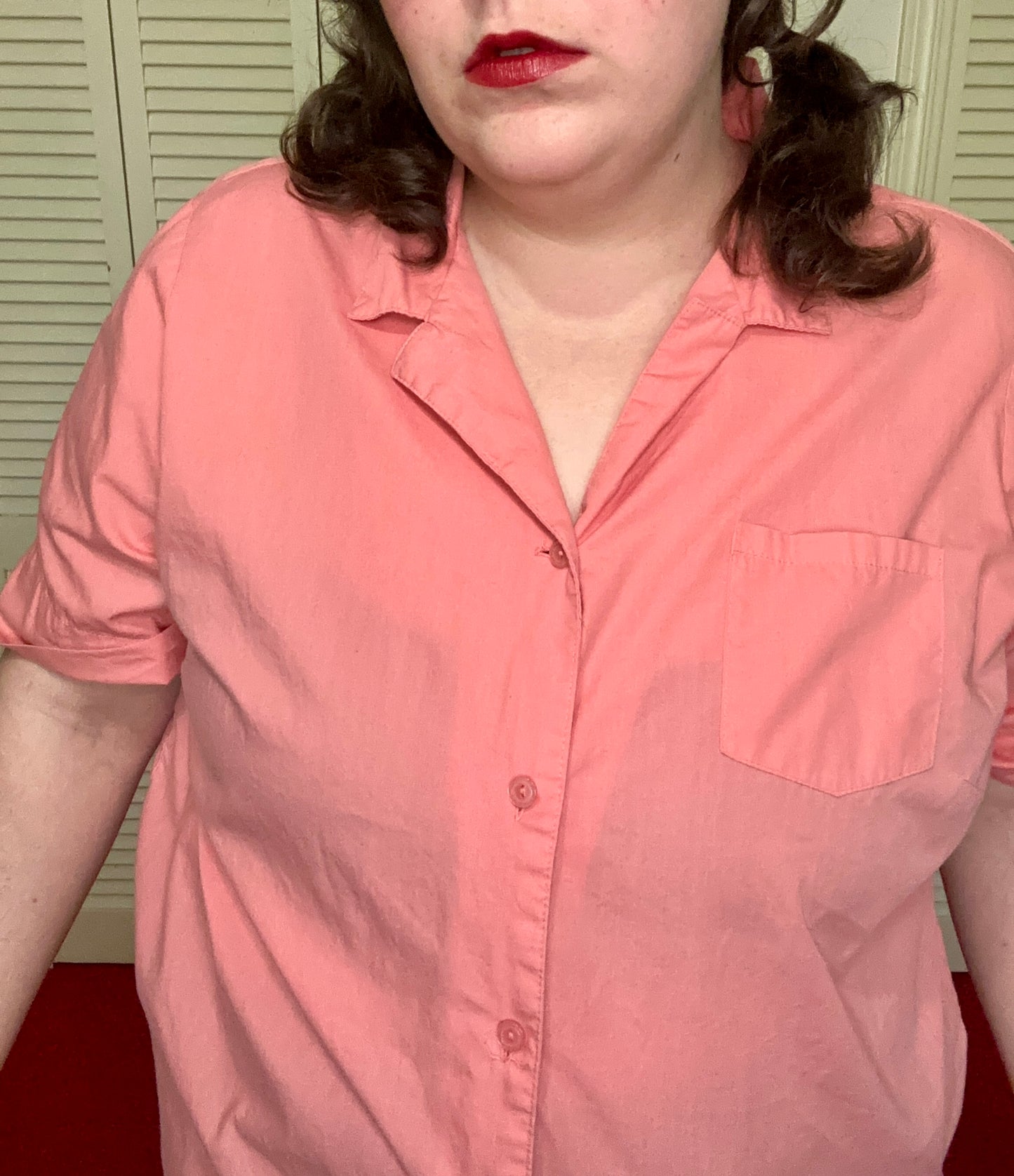 Salmon Pink Button Up (22W)