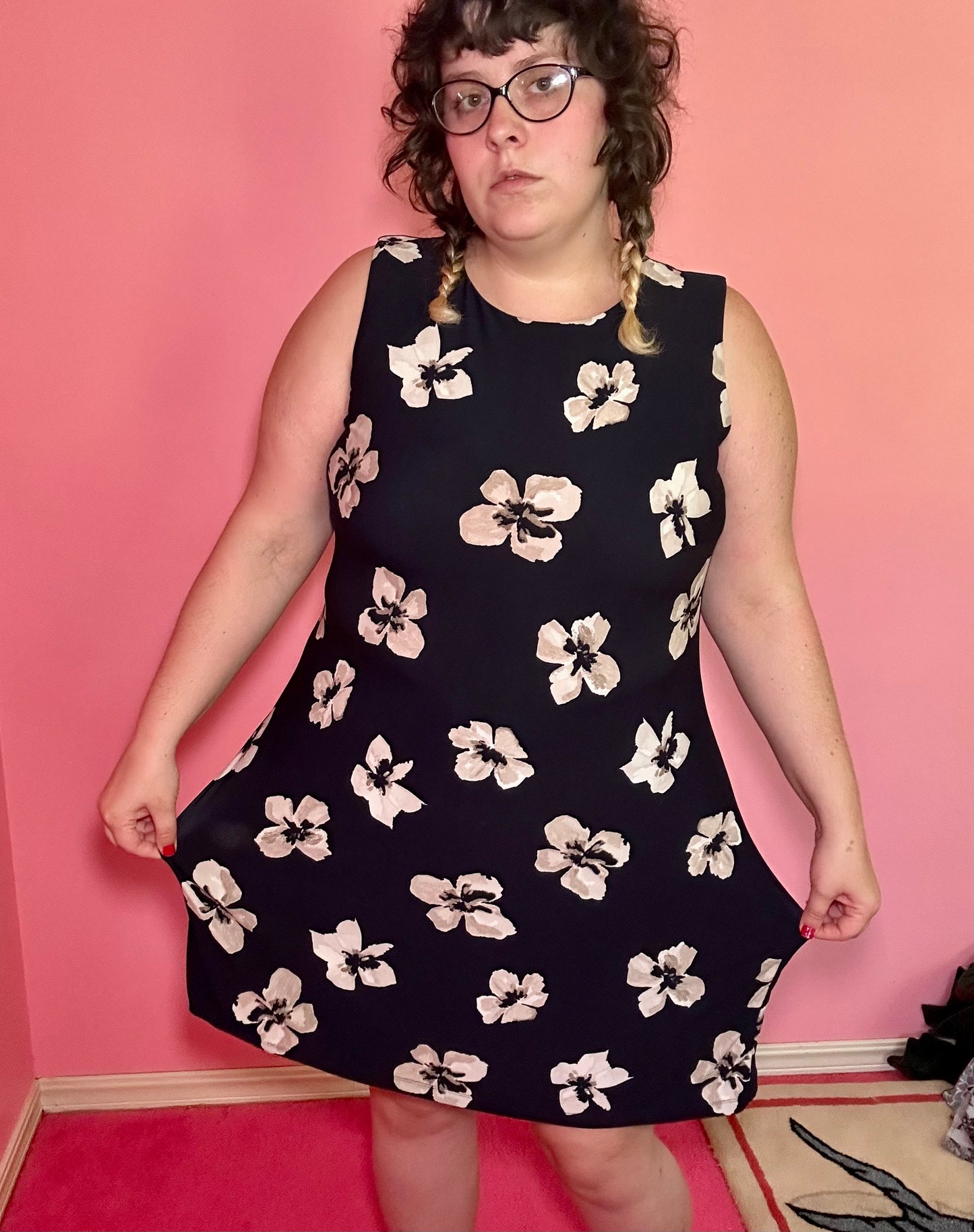 Navy Flower Dress (16W)