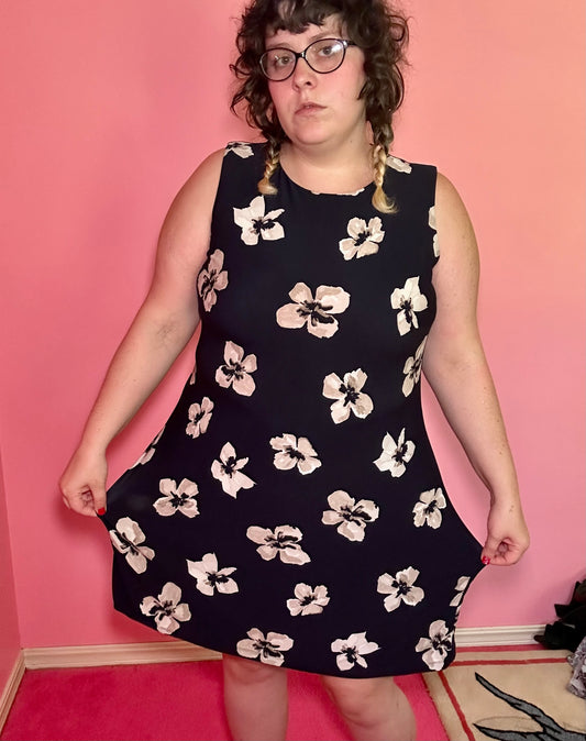 Navy Flower Dress (16W)