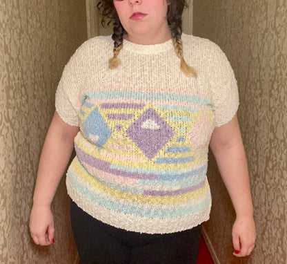 Pastel Geometric Sweater (L)