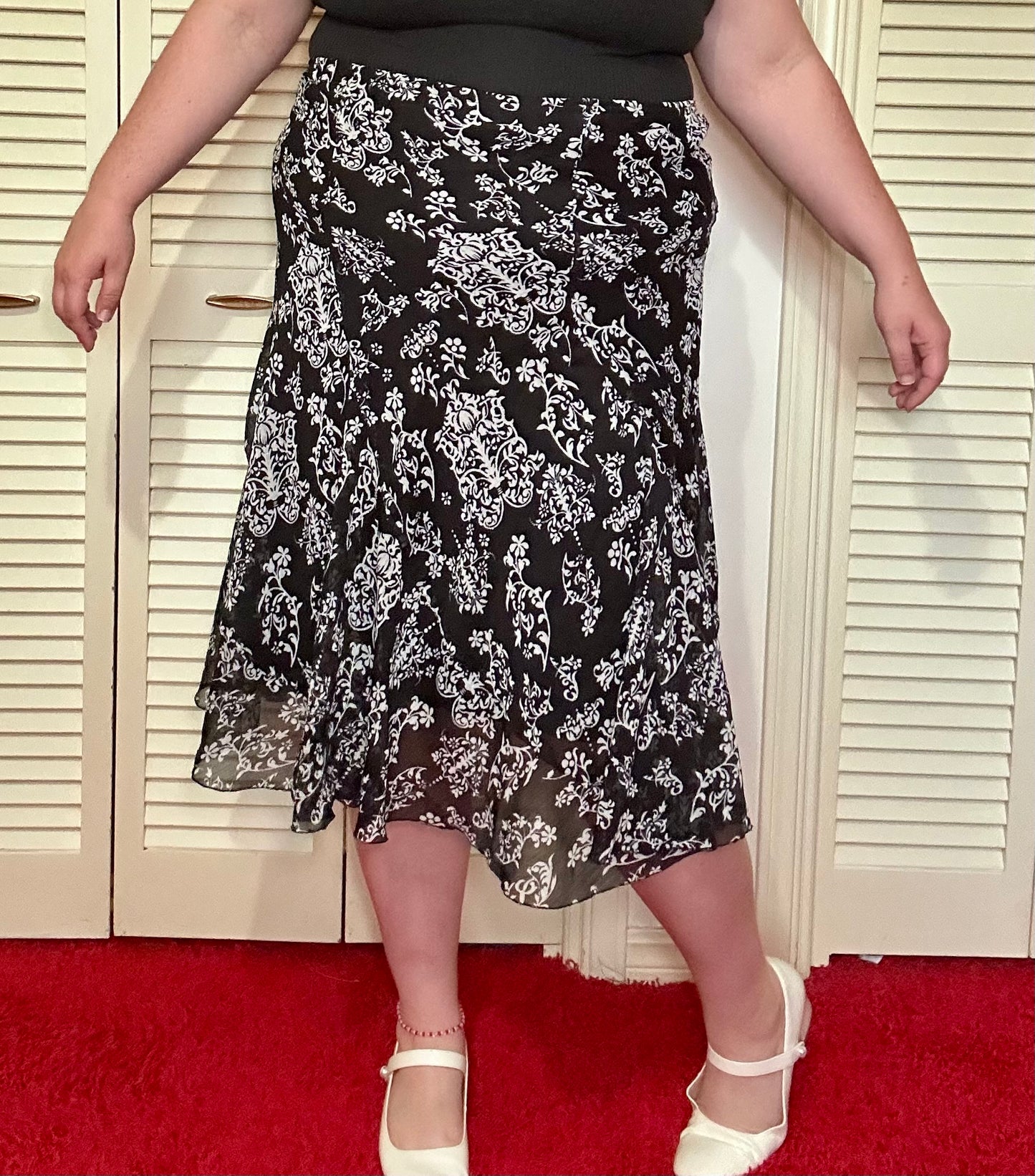 Black and White Glitter Chiffon Fairy Skirt (XL)