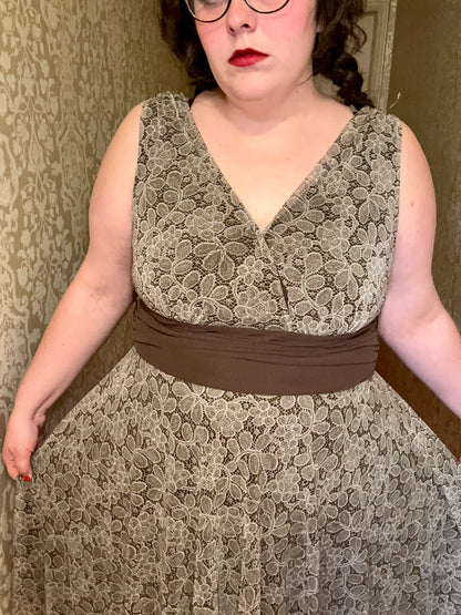 Brown Lace Mesh Dress (16W)