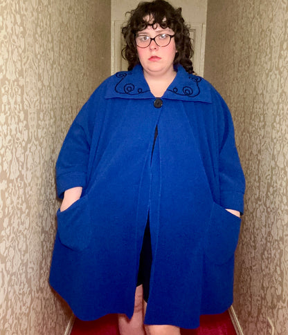 Blue Fleece Cape Coat (OS)