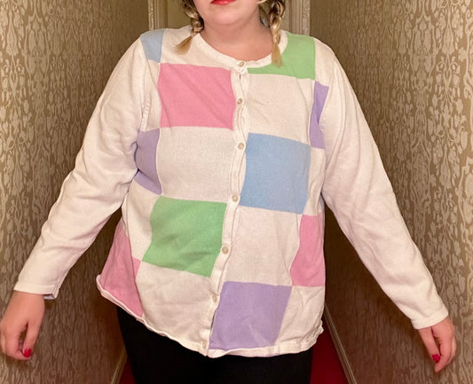 Pastel Color Block Cardigan (2XL)