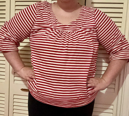 Twee Red and White Striped Blouse (XXL)