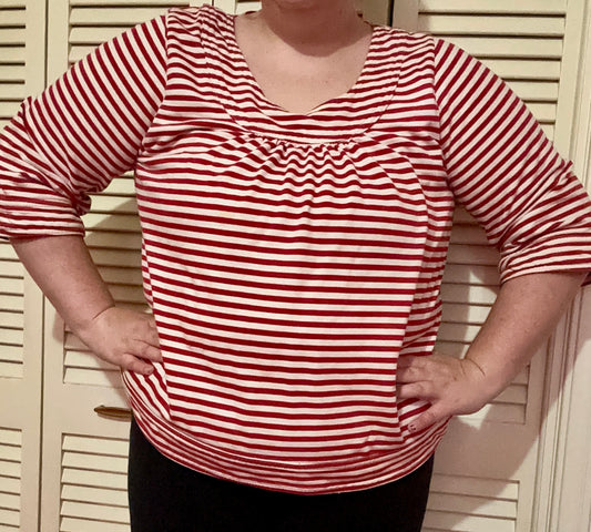 Twee Red and White Striped Blouse (XXL)