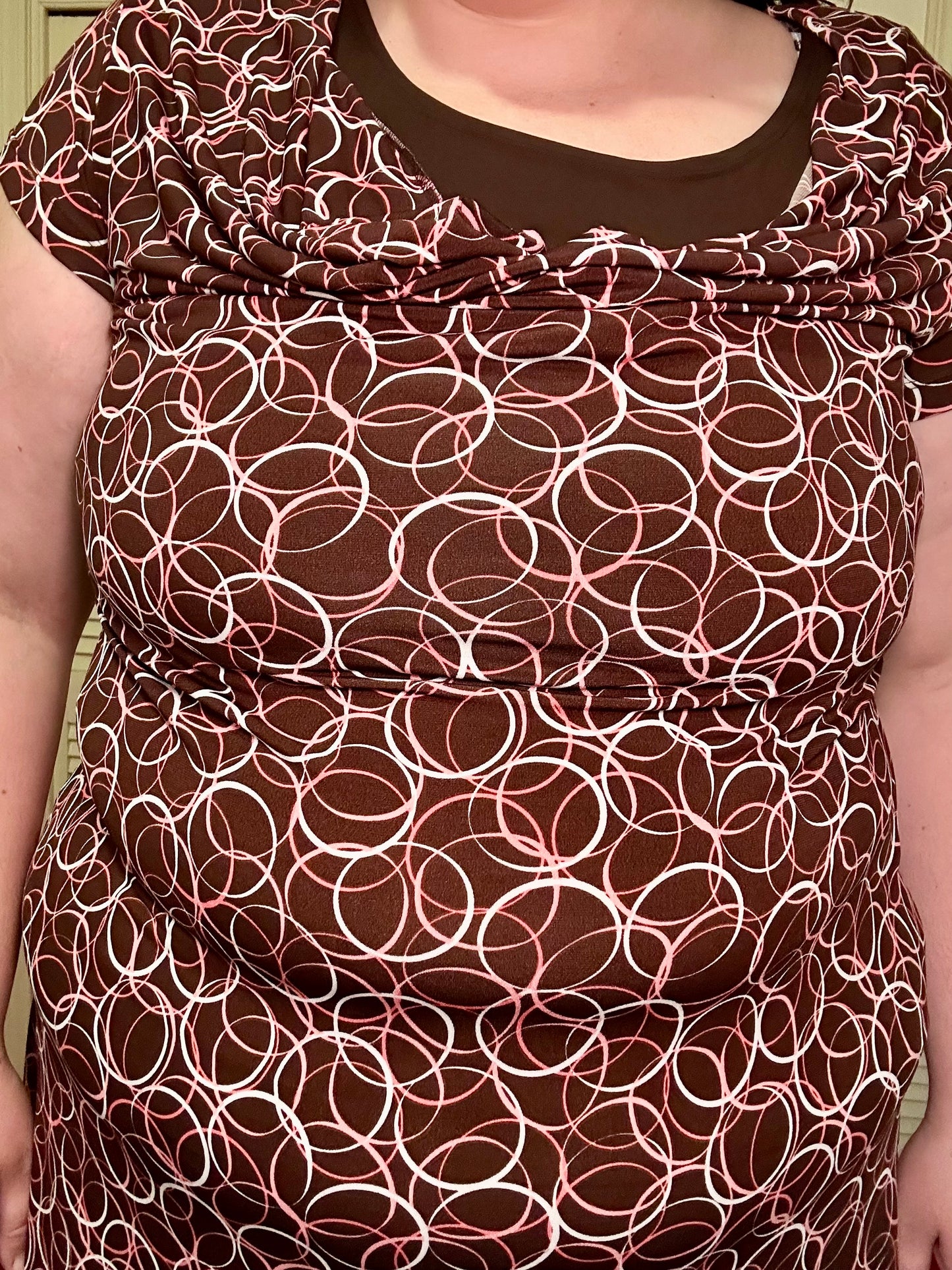 Brown and Pink y2k Swirl Dress (L)