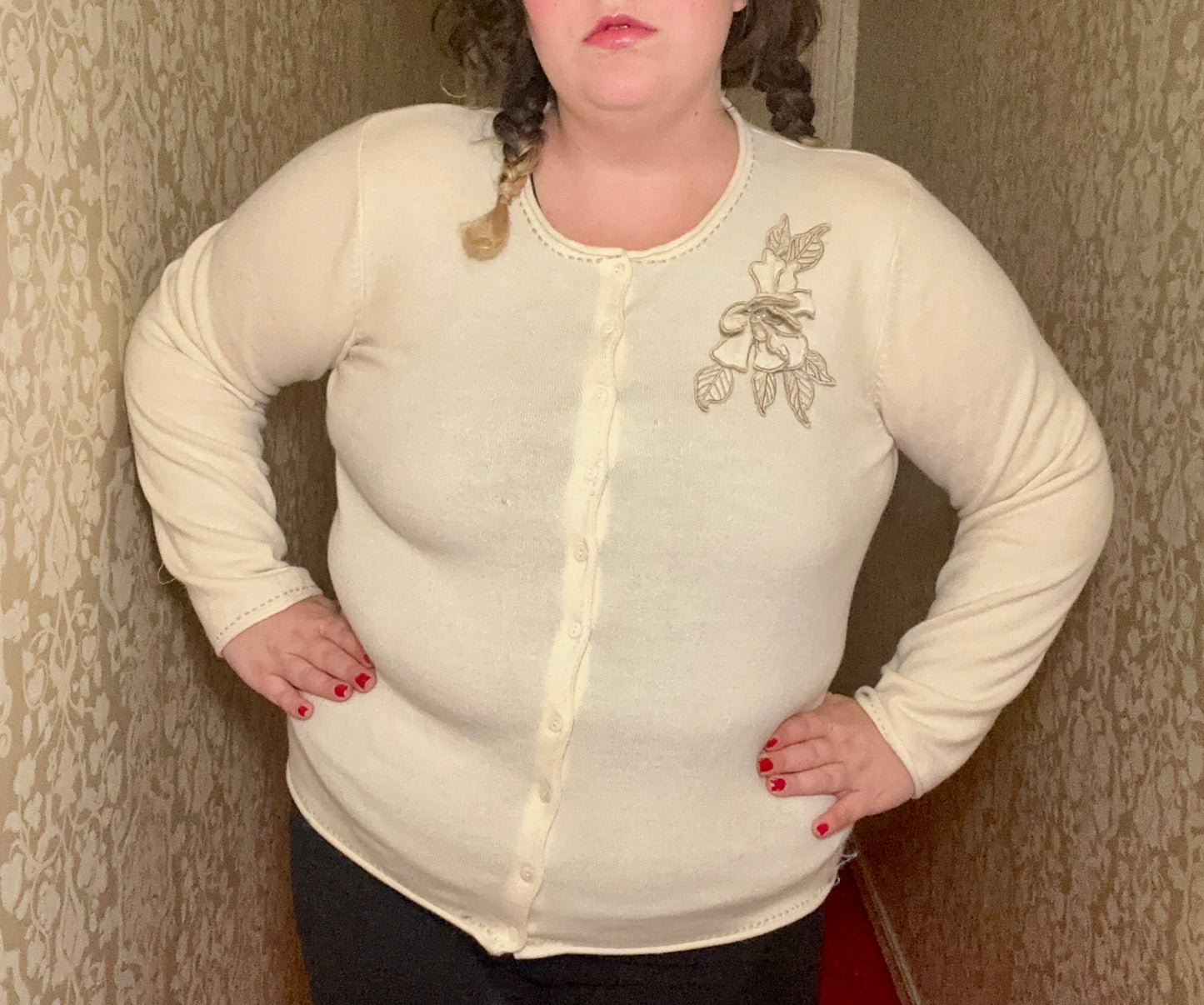 Cream Flower Cardigan (16/18)