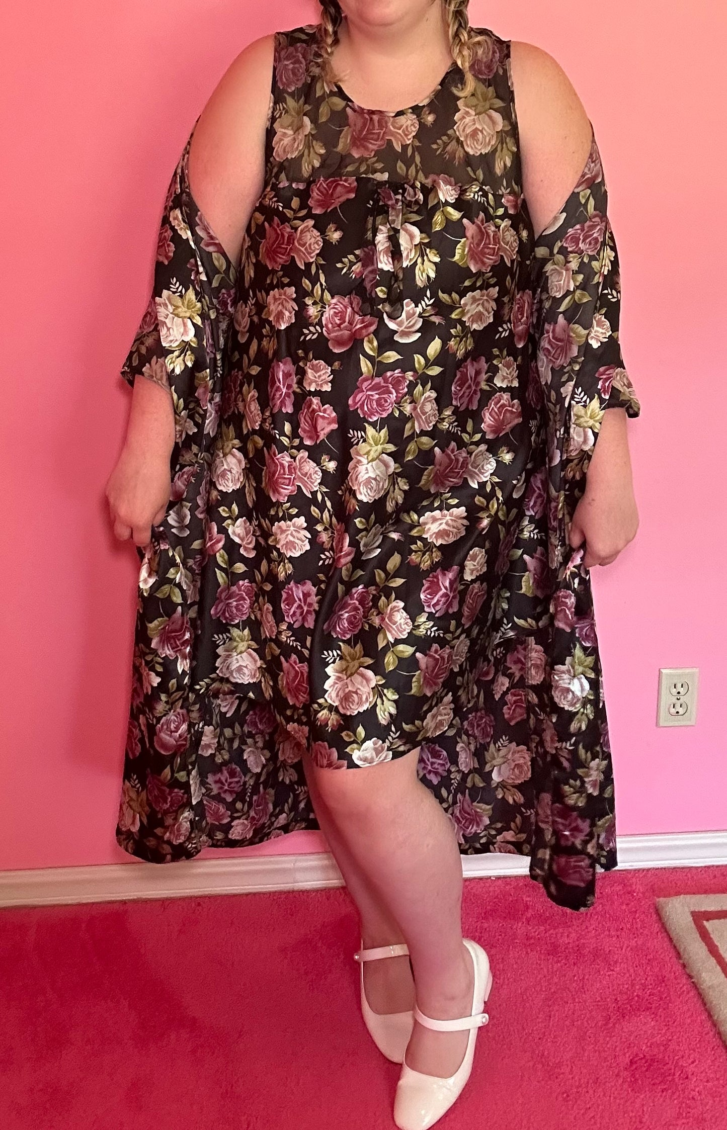 Floral Dress & Robe Set (1X)