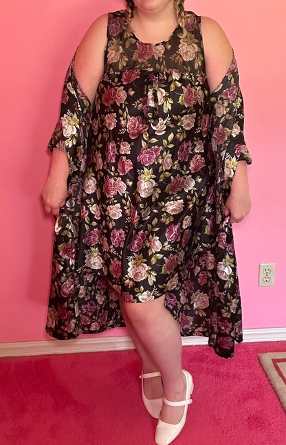 Floral Dress & Robe Set (1X)