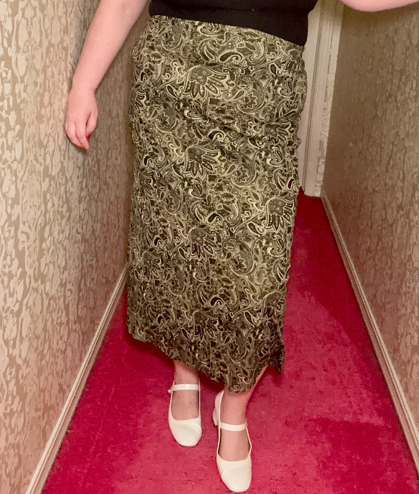Green Paisley Skirt (L)