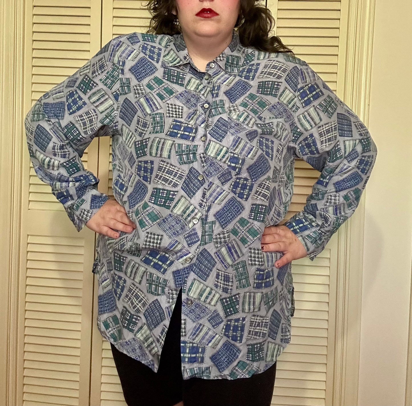 Blue Patchwork Pattern Blouse (16)