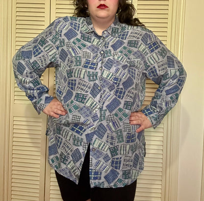Blue Patchwork Pattern Blouse (16)