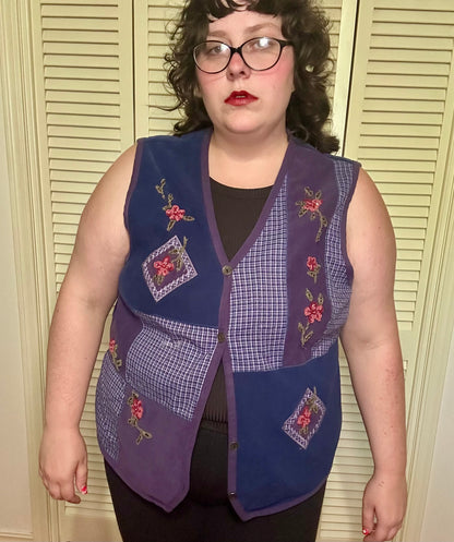 Patchwork Purple Vest (2X)