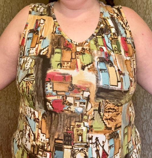 Earth tone y2k Illustration Tank Top (XL)