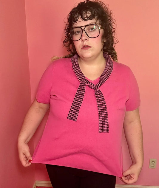 Pink Preppy Sweater Top (1X)