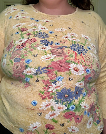 Yellow Graphic y2k Top (XL)