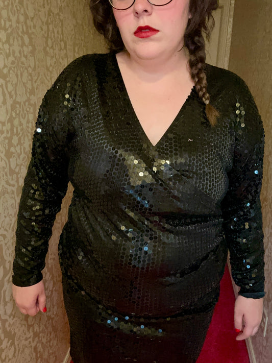 Black Sequins Party Dress (XL)