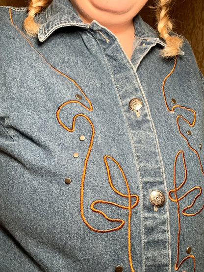 Western Denim Vest (1X)