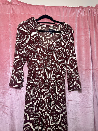 Y2K Brown Patterned Dress (L)