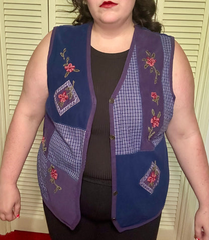 Patchwork Purple Vest (2X)