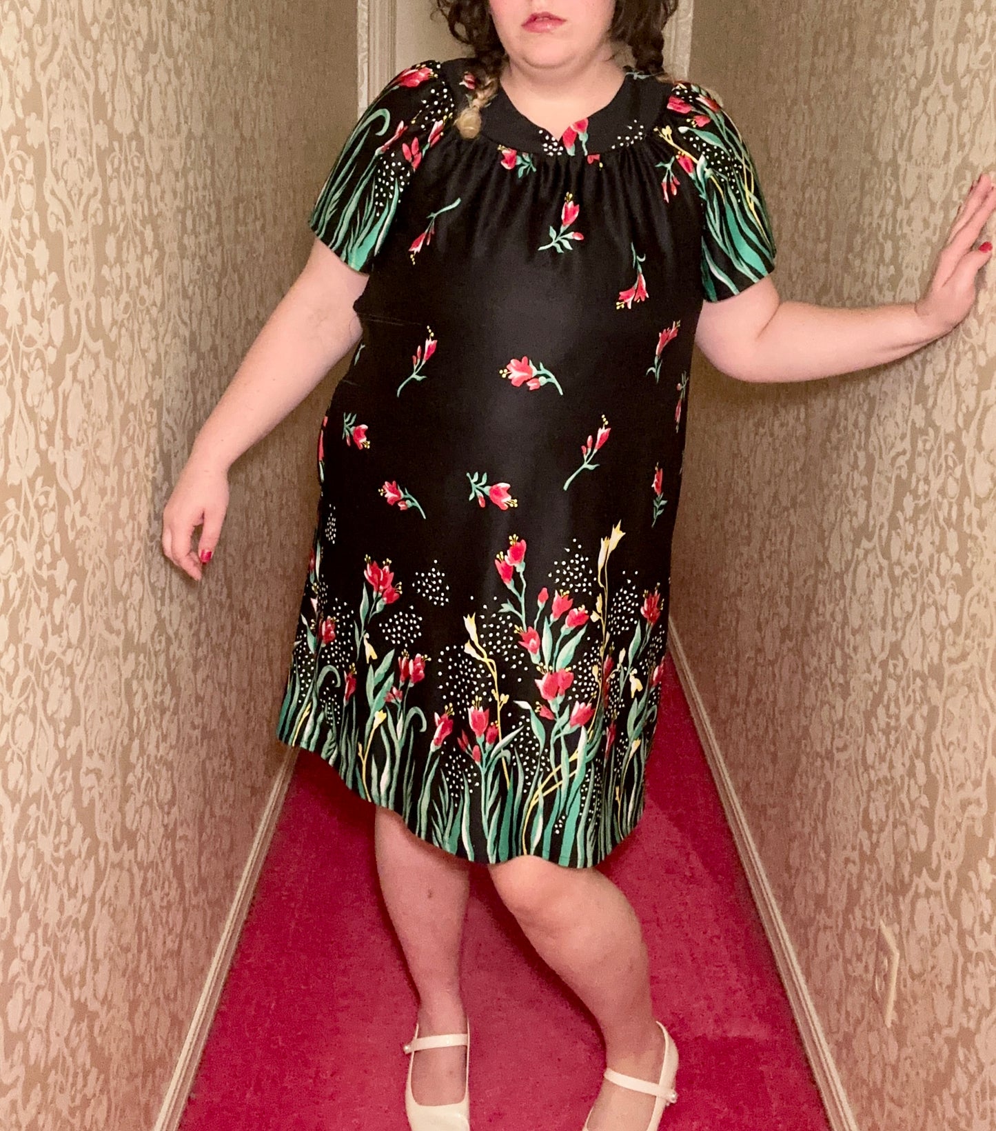Black Floral Nightgown (L)
