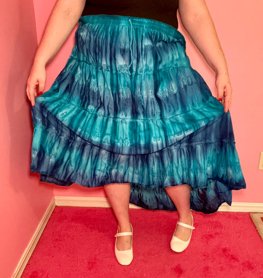 Blue Tiered Tie Dye Skirt (4XL)